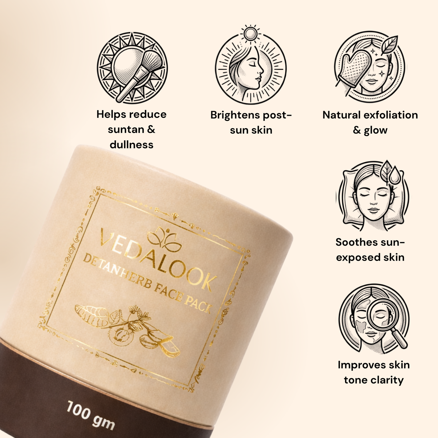 Detanherb Herbal Face Pack – Multani Mitti & Bakuchi for Clear, Smooth Skin (100g)