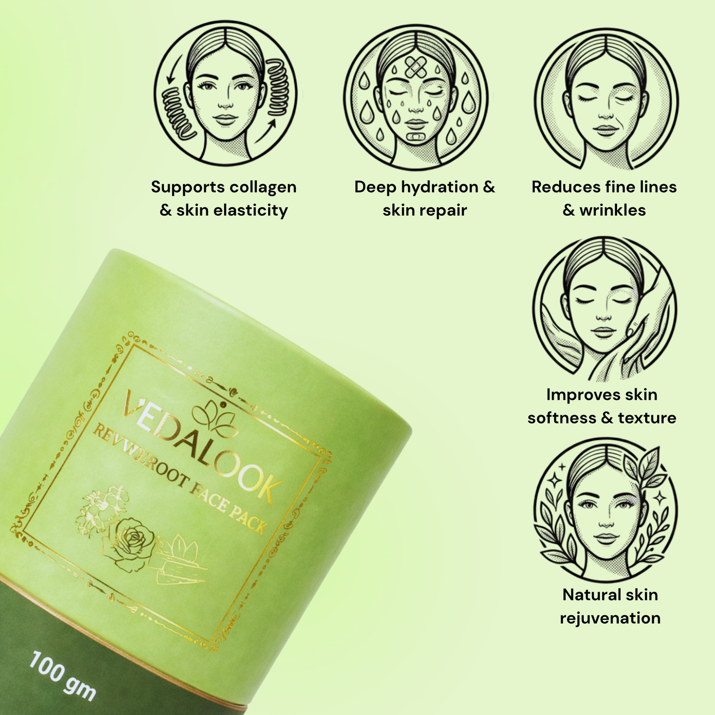 Reviveroot Face Pack – Multani Mitti, Hibiscus & Aloe Vera | Smooth, Hydrated Skin (100g)